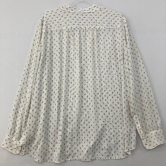 Ann Taylor  XXL Black White Polka Dot Soft Flowy Long Sleeve Button Up Office - Picture 8 of 9